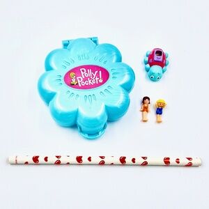2000 Polly Pocket Water Fun Park Reproduction, 2 Dolls, Pencil Topper and Pencil